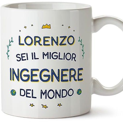 Mugffins Tazza Personalizzata in ceramica per INGEGNERE uomo 11 oz / 350 ml - In italiano - Migliore del Mondo - Idea regalo per compleanno, anniversario, natale, laurea