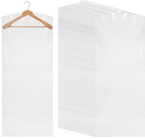 CEEYSEE 20 Stück Kleidersack 60x120cm Kleidersack Durchsichtig Kunststoff Staubdicht Kleiderhülle Trockenreiniger Taschen für Kleider Anzüge Hemden, etc (FC/60x120cm)