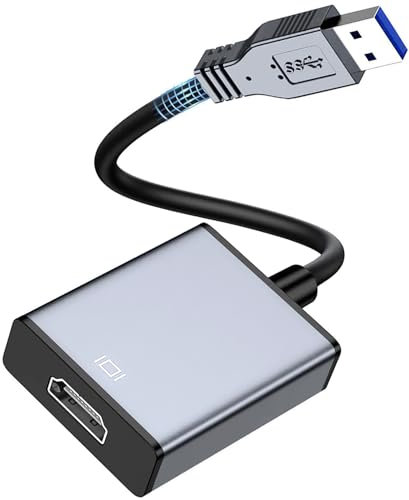 Gray USB to HDMI Adapter, 3.0/2.0 to HDMI Converter 1080P HD with Audio Output - Multi Monitor Converter for PC/Laptop/Projector/HDTV - Compatible with Windows XP/7/8/9/10/11 and More