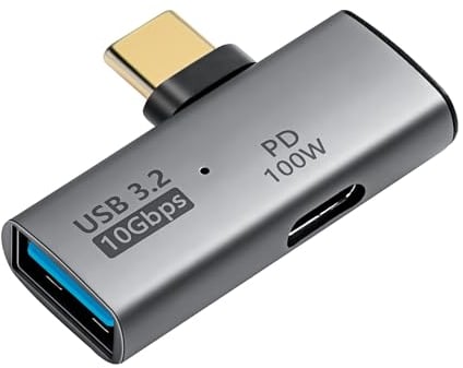 SinLoon Adaptador USB C a USB 3.2 de 10 Gbps Tipo C a USB A Hembra OTG y Adaptador de Fuente de alimentación PD de 100 W para teléfono con Tableta portátil - Gris
