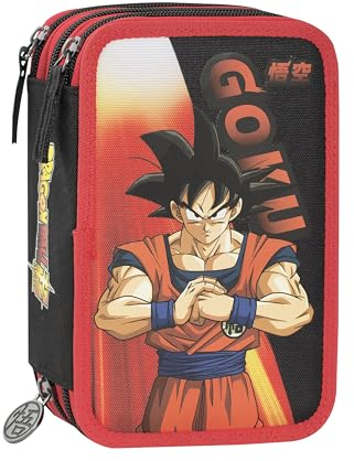 Franco Cosimo Panini DRAGON BALL - Astuccio Scuola Ufficiale Dragon Ball, Astuccio 3 Scomparti Bambini e Bambine con Set Cancelleria, Penna Cancellabile Blu e Pratica Chiusura a Zip, 20x13Hx7 cm