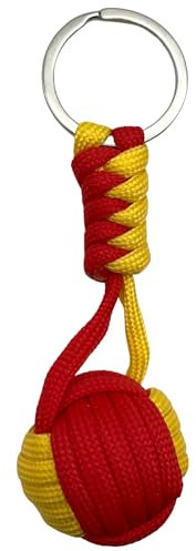 AUTOZOCO Porte-clés boule en corde drapeau Espagne, porte-clés patriotique espagnol, porte-clés boule en nylon, porte-clés drapeau de l'Espagne, 3,5 cm de diamètre, nylon, rouge