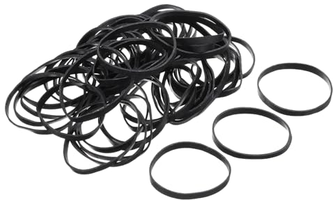 sourcing map 100 Pack Rubber Band Stretchable Rubber Elastic Band Black 50mm x 5mm Hair Rubber Bands for Home Office