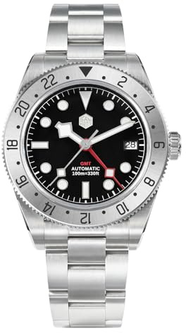 San Martin SN0109 NH34 GMT Luxuriöse automatische mechanische Herrenuhren, bidirektionale Aluminium-Lünette, wasserdichte Uhr, V 3, Modern