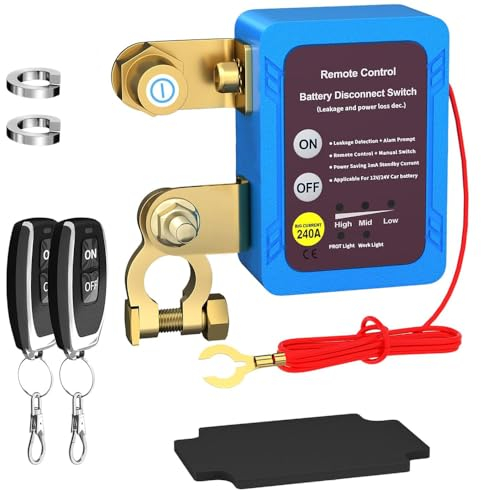 Gebildet Interruptor de Desconexión de Batería Remoto 12V, 240A, Previene la Descarga de la Batería, Interruptor de Apagado de Batería Remoto para Automóvil, Camión, RV (Instalación Plana)