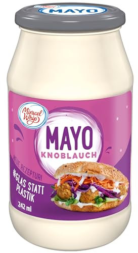 Miracel Whip Mayo Knoblauch, Würzige Mayonnaise, Glutenfrei, Laktosefrei, Mit Eiern aus Freilandhaltung, 242 ml