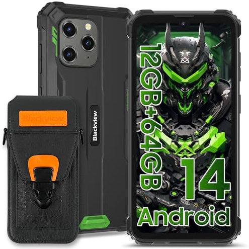 Blackview Rugged Phone 2025, BV5300Pro 12GB+64GB/256GB SD Android 14 Waterproo Phones, 6580mAh, 13MP+8MP Camera, 6.1'' HD+ Display, 4G Dual SIM Phones Free Unlocked Face ID/NFC/OTG, UK Version