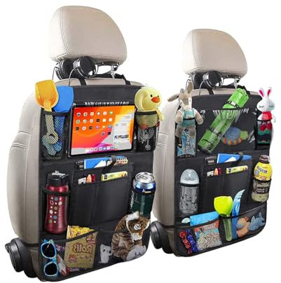 FANWINKJ Car Seat Organiser, 2pcs Multi-Pocket Back Seat Storage With Tablet Holder and Cup Holders