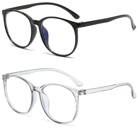 XPEX 2 Stück Blue Light Blocking Glasses,Blaulichtfilter Brille Gaming,Damen Herren Rund Anti Blaulicht Pc Gaming Brillen Modebrille,Bildschirmbrille Unisex Schützt Die Augen Und Lindert Müdigkeit