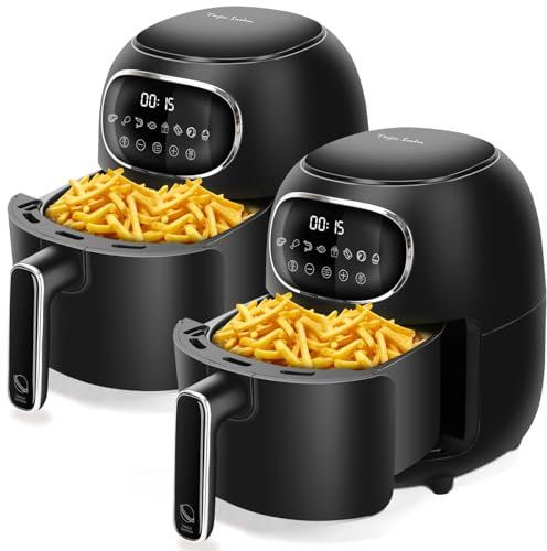 Taylor Swoden Freidora de aire sin aceite de 3 L. 1300W. Pantalla LED táctil, 8 menús preprogramados, tiempo y temperatura ajustables manualmente. Libre de BPA. Diseño exclusivo, Negro, 2 Unidades