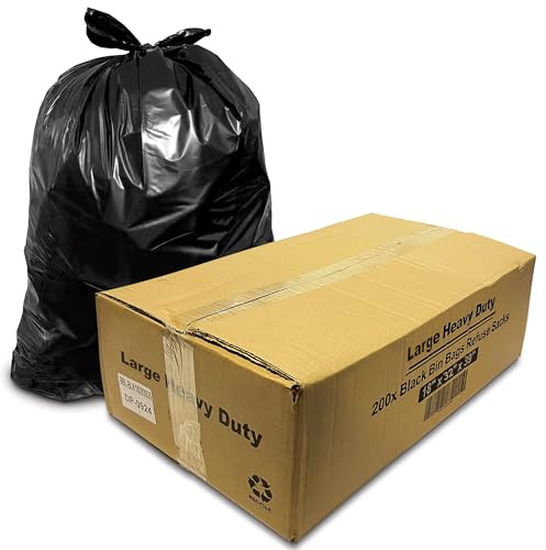 G4GOODS® 200 Large Black Sacks Large Heavy Duty 40 Micron/160 Gauge 90L Garbage Bags for Household Waste Kitchen Office Restaurant Use (18x32x39)