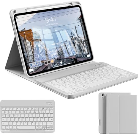 zoyu Hülle mit Tastatur für iPad 11. Generation 2025 A16 / iPad 10. Generation 2022 10,9 Zoll, Magnetische Anti-Detach Tastatur Hülle, QWERTZ Layout Keyboard, Grau