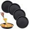 XSHAO® 4 Plaque Pizza Four, Plaque à Pizza 18cm Moule à Pizza Ronde avec Revêtement Antiadhésif pour Pizza/Tarte Flambée/Gâteau (Noir)