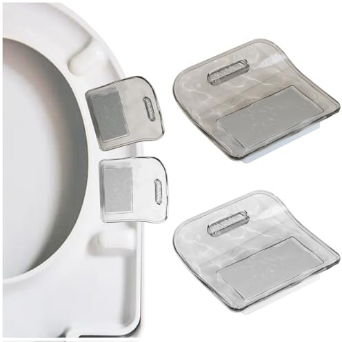 2 PCS Toilet Seat Lifter, Toilet Seat Handle, Toilet Lid Lifter, Avoid Touching Toilet Cover Handle Tools for Home, Office, Hotel Accessories(Clear+Gray)