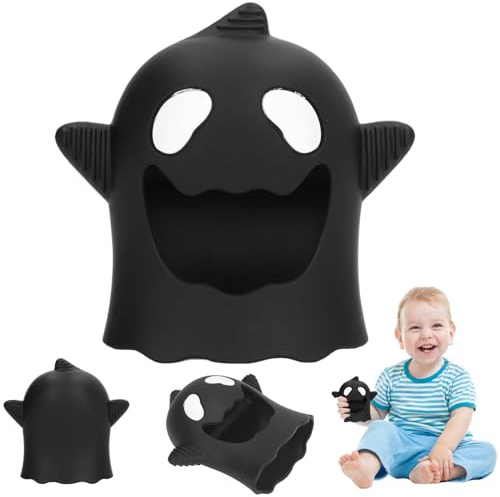 Teething Mitten, Halloween Baby Toys, Cute Ghost Teething Mitten, Soft Silicone Baby Toys, Portable Teether for Soothing, Sucking Needs, Black