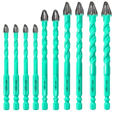 LEKOMESH Juego de Brocas de Carburo para Mampostería - 10 Piezas (6MM*4, 8MM*2, 10MM*2, 12MM*2) Brocas Porcelanico Set para Madera, Plástico, Ladrillo, Cerámica, Hormigón y Mármol