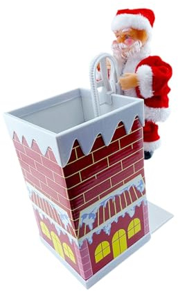ＡＷＨＡＯ Weihnachtsmann Klettert Den Schornstein Hinauf – Schreibtischdekoration – Bewegt Sich auf Und Ab – Lustiges Elektrisches Spielzeug Zur Dekoration Eine
