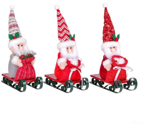 Holiday Desktop Ornament Santa Claus Schlitten mit Persent Bag Puppe für Fensterdekoration, saisonales Weihnachtsdekorstück (B)