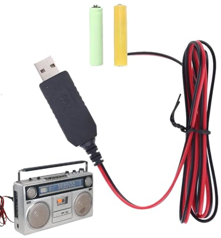 Kabel für Spannungswandler – 1 m USB-Zuleitungskabel, 5 V auf 3 V Akku-Ladegerät, ersetzt AA/AAA-Batterien für LED-, kleine Ventilatoren, Spielkonsolen, Spielzeug, Taschenlampen, Kameras