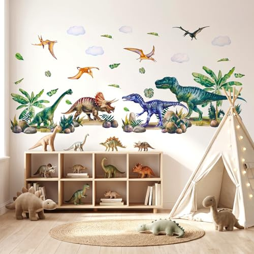 Wandtattoo Dinosaurier XXL Selbstklebende Dino Pflanzen Wandsticker Kinderzimmer Dino Wandtattoo DIY Wandaufkleber
