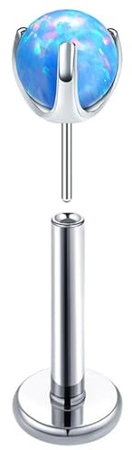 Nasenpiercing Stecker Titan, 1 Stück Piercing Lippe Labret Helix Tragus Stud Rund mit Opal