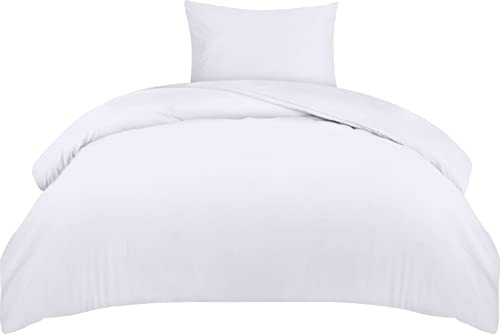 Utopia Bedding Bettwäsche 135x200 Set - Mikrofaser Bettbezug 135x200 cm + 1 Kissenbezug 50x75 cm - Weiß