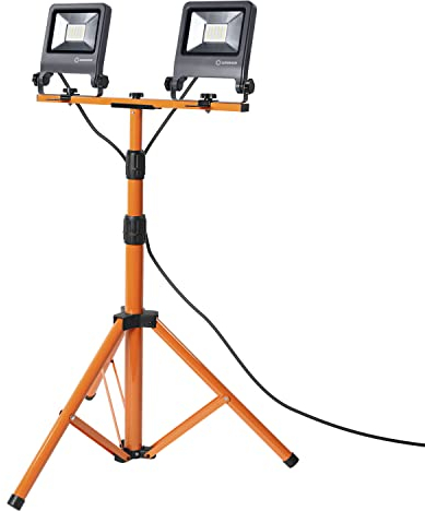 LEDVANCE LED Arbeitslicht, Leuchte für Außenanwendungen, Kaltweiß, Tripod-Ständer, LED Worklight, 2 x 30 Watt