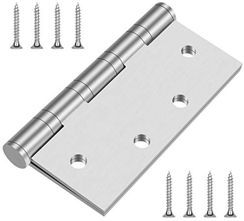 Hommyzone Heavy Duty Hinges,304 Stainless Steel Door Hinges 4-1/2 Inch,4.5x 4 Ball Bearing Door Hinge with Square Corners -2 Pack (Silver)