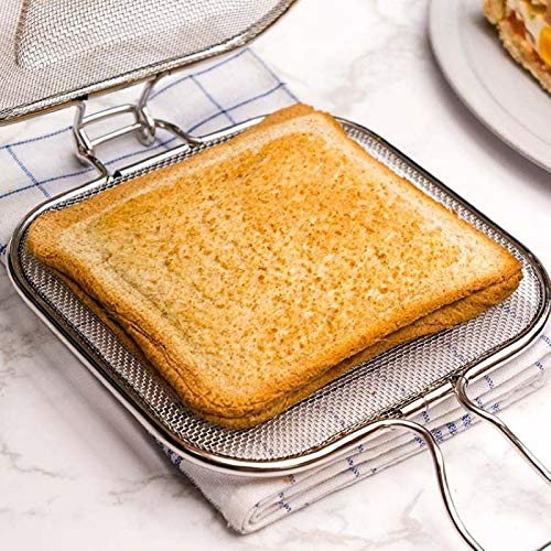 TWH Sandwich Toaster Sandwich Grill Net Stainless Steel Sandwich Grilling Basket Sandwich Artifact Oven Bread Grill Net for Oven and Toaster with Folding Wire Mesh