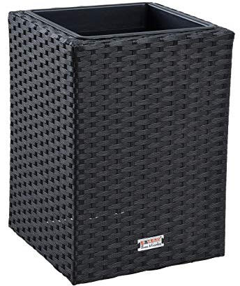 ESTEXO Polyrattan Blumentopf Übertopf Pflanztopf Blumenkübel Rattan Pflanzkübel Topf (40 cm/Schwarz)