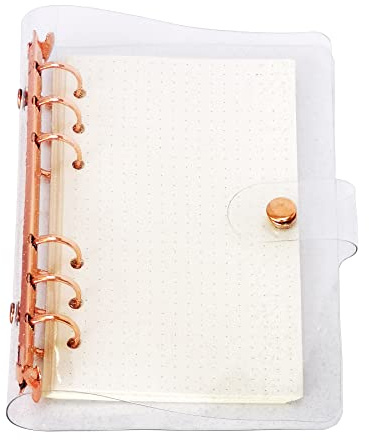 A6 A5 6-Holes Colorful PVC Cover Round Ring View Binder with Snap Button Closure File Folder (Rose Gold, A6 mini Set)