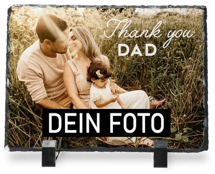 GIFART Personalisierter Schieferstein mit Tischhalterungen. Anpassbar mit Foto, Bild oder Text. Verschiedene Dimensionen und Formen (15x20 cm)