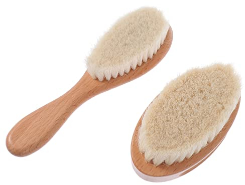 EXCEART 2 Pièces Brosse De Bain Brosse Bébé En Bois Brosse Plumeau Pour Le Cou Brosses à Cheveux Manche En Bois Brosse à Récurer La Peau Blaireau Brosse Spa La Laine De Bébé Nouveau Née
