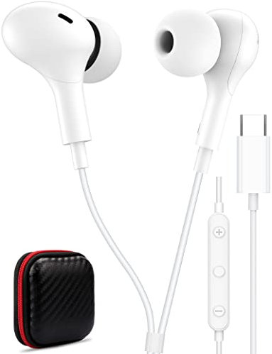 Auriculares USB C para Samsung S23 FE S22 S21 S20 A53 A54 Auriculares con cable magnéticos tipo C con micrófono control de volumen graves estéreo cancelación de ruido para iPhone 15 Pro Max Pixel 6 6a
