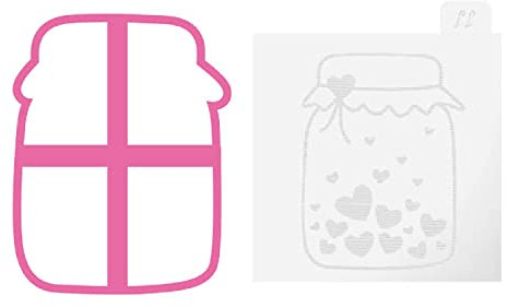 LissieLou Jar of Hearts Cookie Cutter and Embosser Valentine's Day Icing Stamp Fondant Embosser - Light Pink/Clear