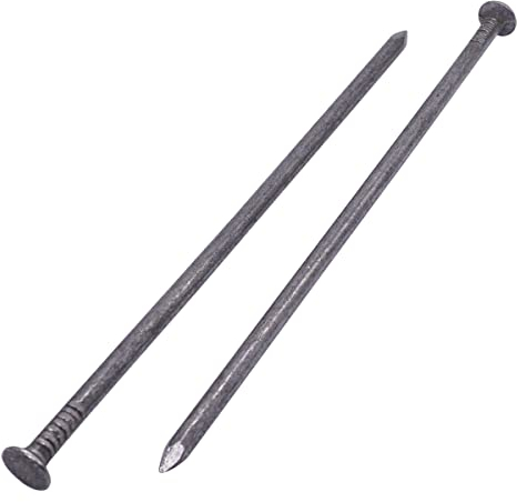 Confezione da 30 chiodi per edilizia in acciaio al carbonio, 6,0 x 200 mm, testa rotonda piatta, multiuso, per lavori in legno (30, 6,0 x 200 mm)