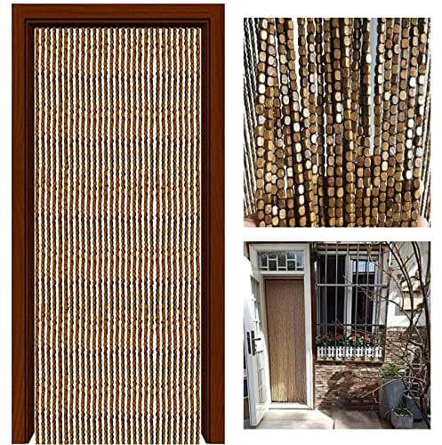 Doorway Beads Curtains Bamboo Beaded Curtains for Door,Hanging Wooden Beaded Curtain Fly Screen Room Divider Home Decorative Curtains Panels for Bedroom Living Room,Custom (60 strands 60x200cm)