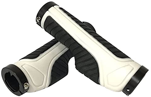 Herbests Fahrradgriffe Ergonomisch, 1 Paar Rutschfester Gummi Fahrrad Griffe Lenkergriffe Fahrrad Lenker Griffe 22mm mit Endkappen für MTB, Trekkingrad, E-Bike, Cityrad Rennrad und Faltrad,Weiß