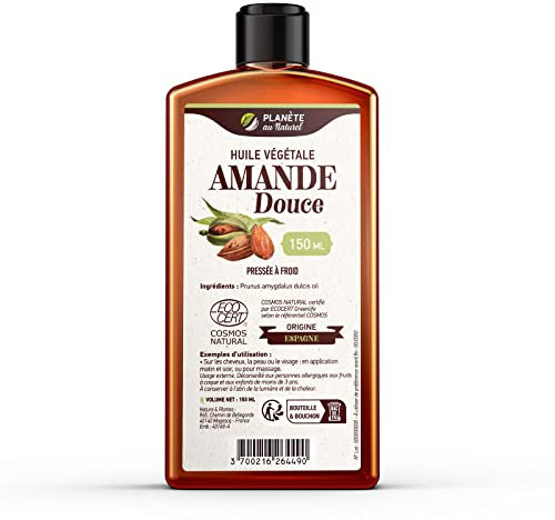 Huile d'AMANDE Douce 150 ml - Cosmos Natural - Natureen | Planète au Naturel - Pressée à froid - Cheveux, peau, visage