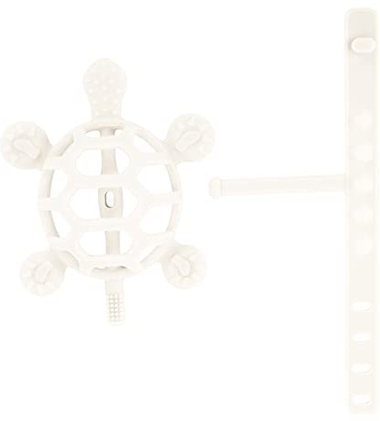 Alomejor Baby Zahnen Spielzeug Silikon Lebensmittelqualität Verhindert Essen Hände Cartoon Schildkröte Baby Beißring für Baby(Beige)