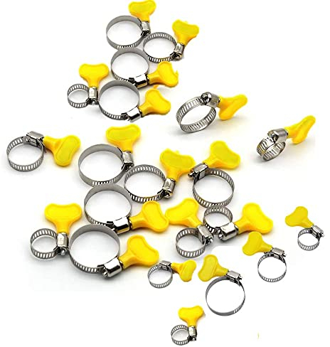 21 Pcs Thumb Screw Hose Clamp Securing Clip Hose Clamp Stainless Steel Hose clamp Adjustable Clip for Fixing