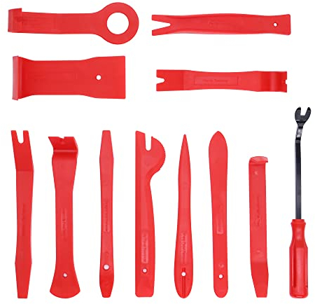 HISports Auto Demontage Werkzeuge Set,Tools Zierleistenkeile,12 teilig Befestigungs Entfernungsset für Fahrzeug Armaturenbrett Installer,Auto Trim Kit zum Entfernen,KFZ Verkleidungs Werkzeug(rot)