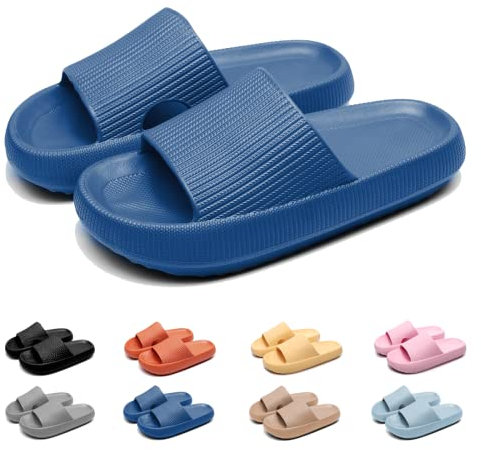 Geweo Chaussons Femme Ete Antidérapant Claquette Hommes Confortable Léger Douche Piscine Slides Sandales De Bain Unisex Intérieur Extérieur Maison Pantoufles Mens Slippers Bleu EU 40-41