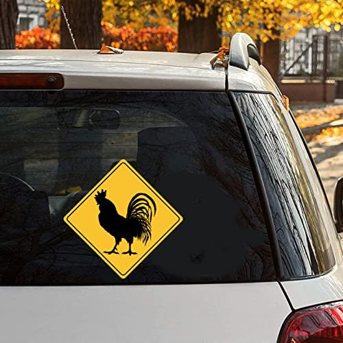 Yelolyio Auto-Aufkleber mit Aufschrift Chicken Xing Chicken Crossing Warning Caution Beware of Chicken, Auto-Aufkleber, Stoßstangenaufkleber, Vinyl-Aufkleber für Autos, Vinyl-Aufkleber, LKW,