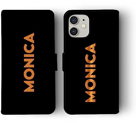 Tirita Personalised Flip Wallet Phone Case Compatible with iPhone 7 & 8, Summer Time [14- Orange Bold Name on Black]