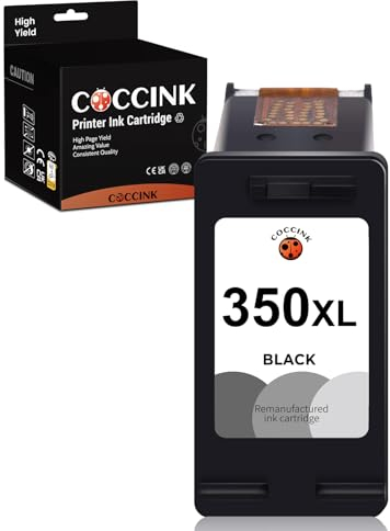 COCCINK 350XL (1 Schwarz) Wiederaufbereitete Druckerpatronen Ersatz für HP 350 XL für D4260 D4360 J5780 J6410 J7500 C4280 C4340 C4380 C4480 C4580 C5180 C5270 C5280 D5360 Drucker