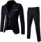 Herren Business-Anzug Hosen-Set 3-Teilig Sakko Hose Weste (DE/NL/SE/PL, Alphanumerisch, M, Regular, Regular, Schwarz)