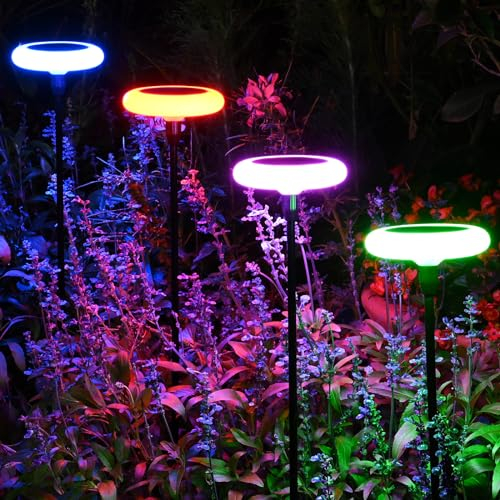 ZWOOS 4PC RGB Luci Solari Esternoi Per Giardino All'Aperto, Luce Solare Esterno Per Esterno, Molto Luminoso Ip65 Impermeabile, Adatto Per Patii, Vasi Di Fiori, Di Illuminazione Del Percorso