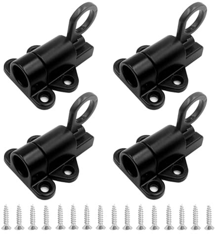4 Piezas Pernos de Puerta con Bloqueo Automático, Cerradura con Perno de Resorte de Aleación de Aluminio, Cerradura de Resorte con Tornillos, para Ventanas, Puertas de Madera, Negro
