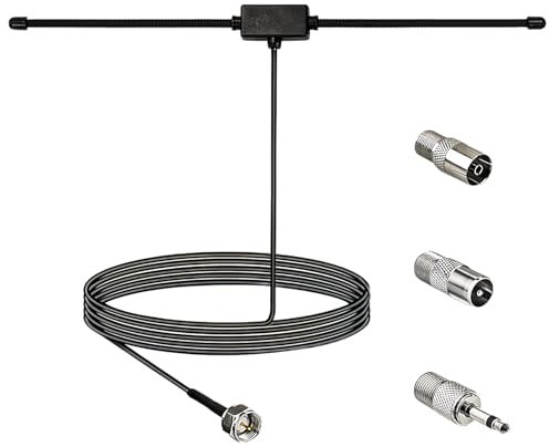 Antenne Voiture FM Intérieure/Extérieure Radio Universelle Voiture avec Câble de 3M Réception Haute Définition Compatible Amplificateur HiFi, Tuner Stéréo, Récepteur Audio, Systèmes Home Cinéma